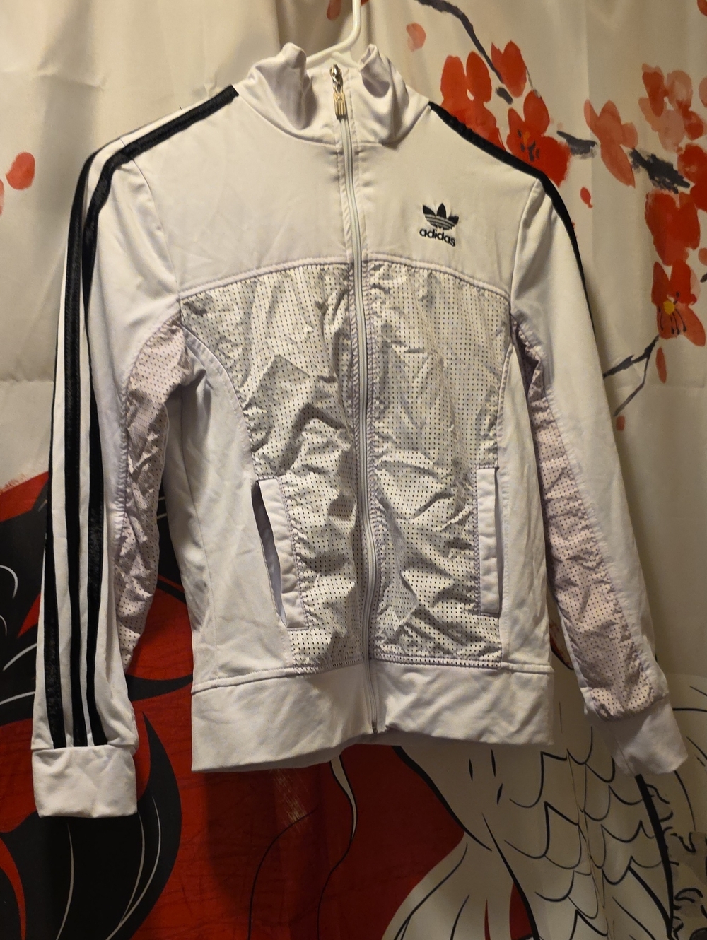 adidas White Track Jacket with Black Three-Stripes